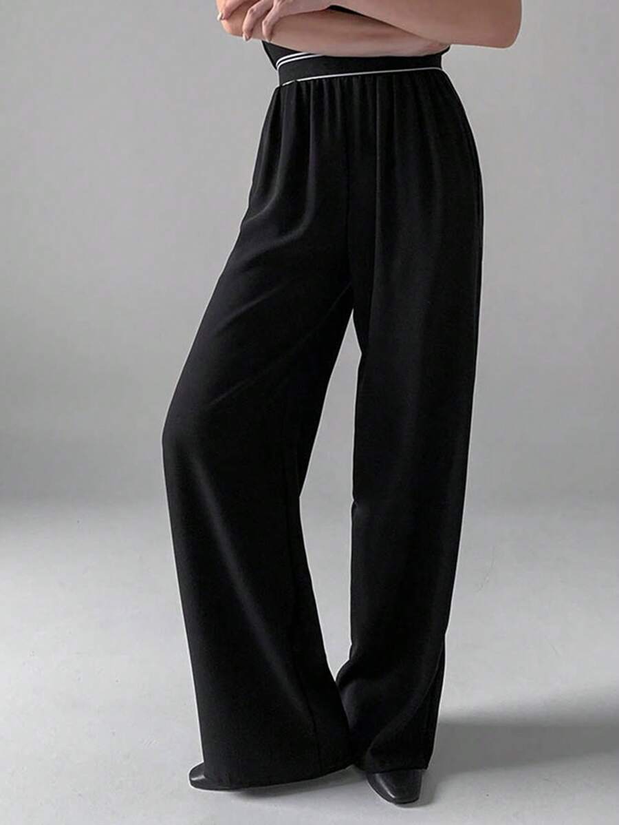 Dazy Tall Sepa Cómo Unir Pantalones De Pierna Ancha - Negro - Ver 1