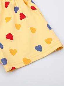 男童愛心圖案運動衫和短褲套裝 - 黃色 - 查看 7