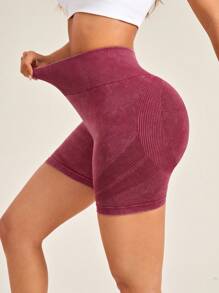 SHEIN Core Rhythm Solid Color High Waist Sports Shorts