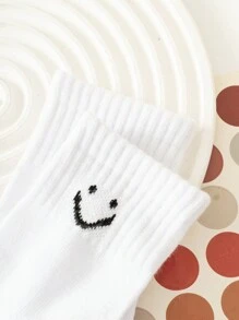 4pairs Black & White Mid-calf Socks For Teenagers, All Seasons