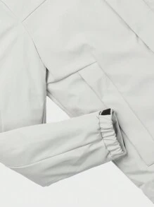 Áo khoác nam thời trang có mũ trùm đầu, khóa kéo phía trước, phối chữ, chống gió, giữ ấm. - trắng - Xem 4