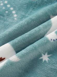 Girls' Cartoon Printed Hooded Drop Shoulder Pajamas - Baby Blue - View 5