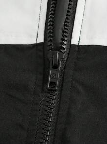 Mainfolk Chaqueta con capucha con cordón y bloque de color con gráfico de letras para hombres, para otoño e invierno - Multicolor - Ver 3