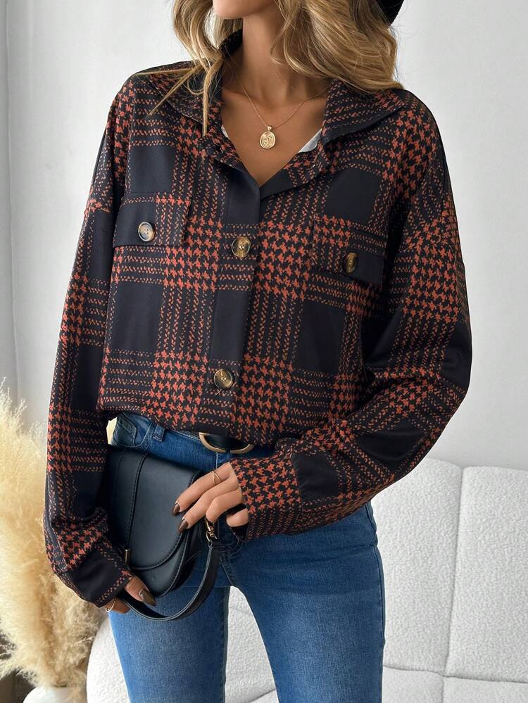 Women's Houndstooth Regular Fit Coat