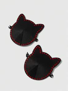 ROMWE Kawaii 女性貓形乳貼 - 黑色 - 查看 2