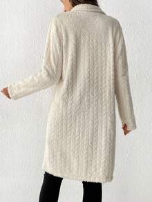 SHEIN Frenchy 女款單排扣毛絨外套 - 杏色 - 查看 2