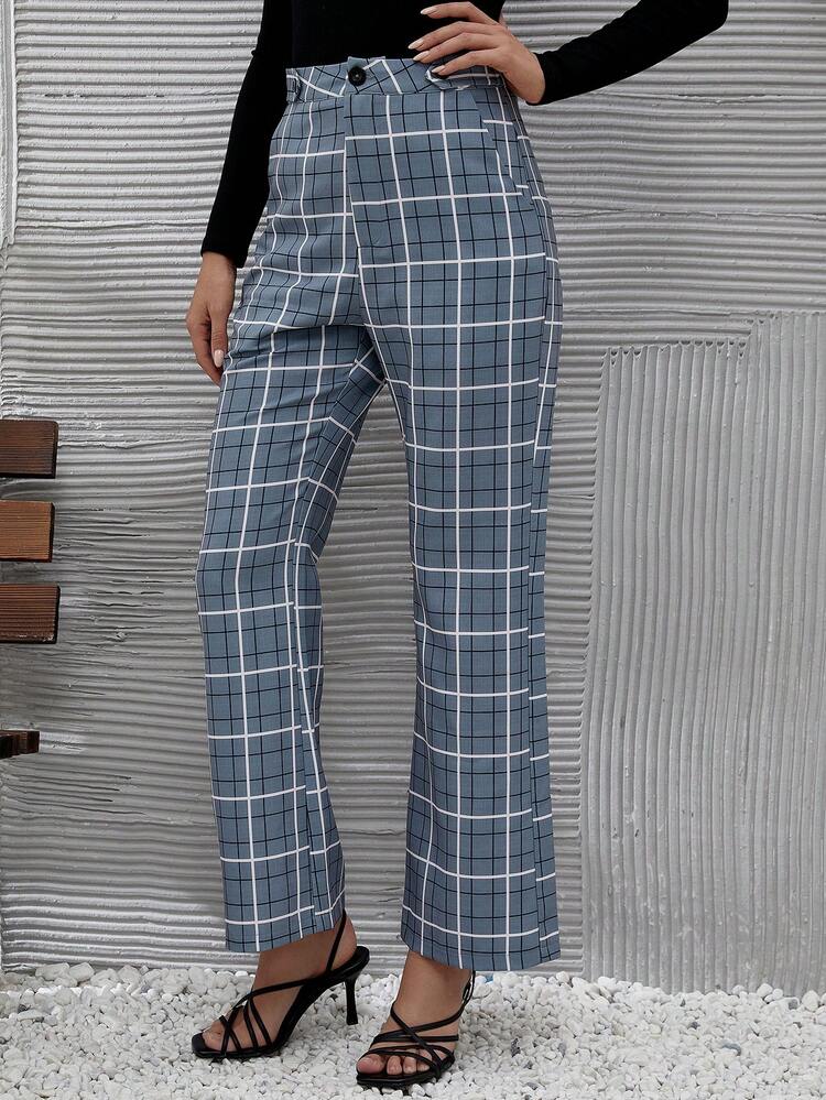 Women's Plaid Pattern Long Pants Fall Cloth For Women