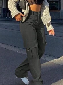 Pocket Cargo Trousers - Dark Grey - View 3