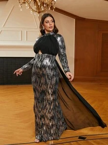 seomiscky Women's Plus Size Backless Evening Dress - Black - View 4