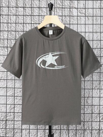 SHEIN Tween Boy Loose Fit Athletic Crew Neck Short Sleeve T-Shirt