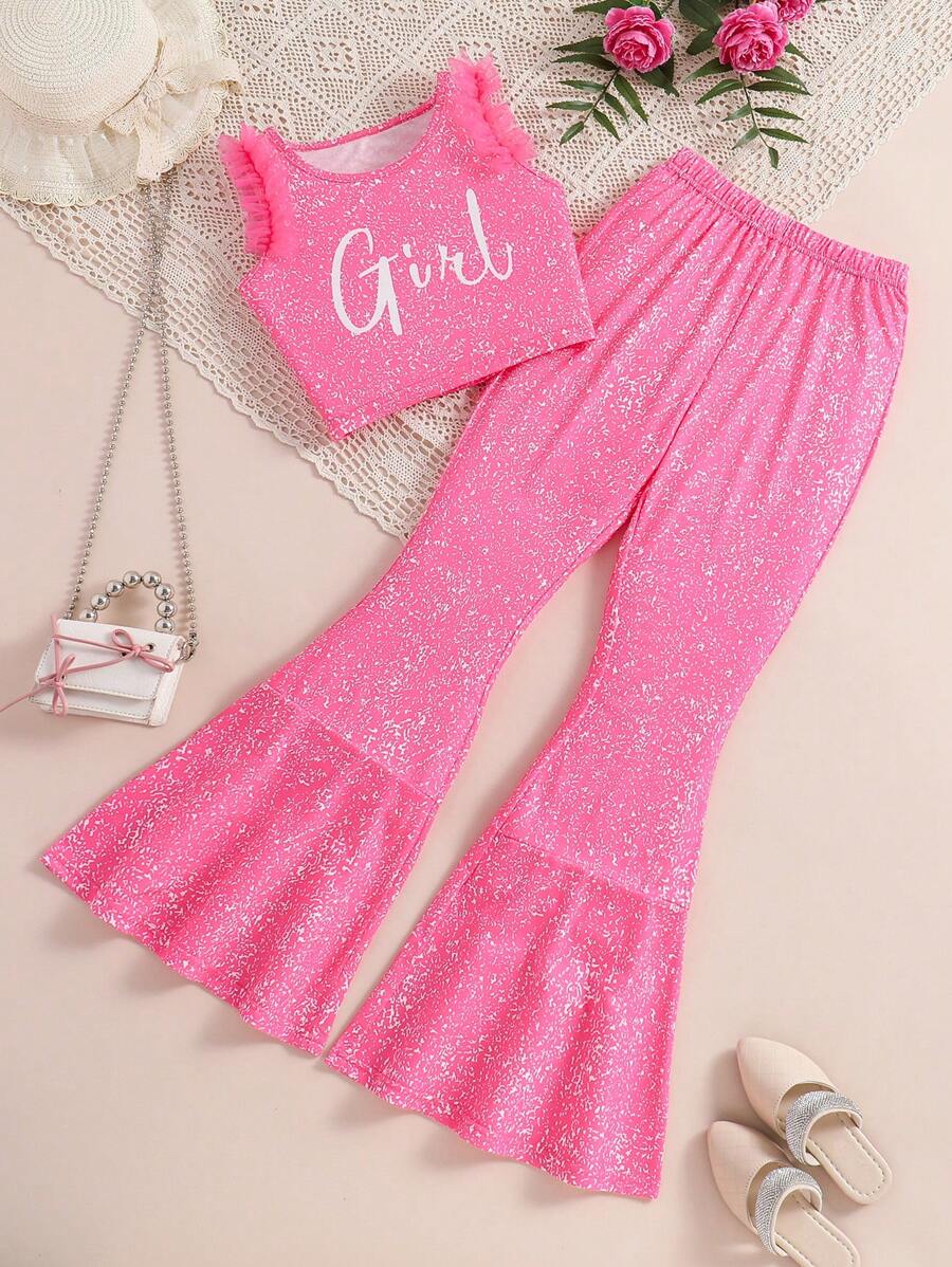 SHEIN 2-teiliges Tween-mädchen-outfit Mit Modischem, Lässigem, Ärmellosem Oberteil Und Hose Für Frühling Und Sommer