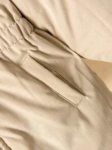 SHEIN Toddler Boys' Plush Patchwork Padded Coat - Khaki - View 7