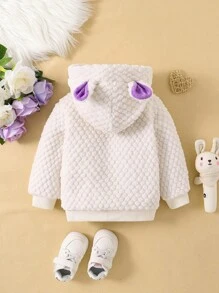 Em bé Kẻ sọc Sang trọng áo có mũ Áo khoác Thích hợp Đối với Dã ngoại , Cao đẳng Mùa thu Và Mùa Đông - Màu be - Xem 2