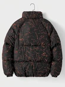 RueChic Men's Full Zip Jacket With All Over Print - Burnt Orange - View 2