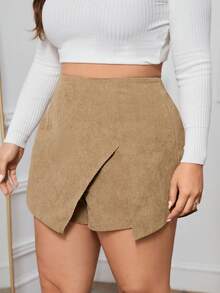 SHEIN Essnce Plus Size Split Skorts - Green - View 5
