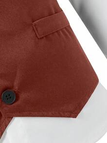 SHEIN Tween Boy 2pcs/Set Comfortable Vest & Pants Suit With Front Button Vest, Shirt Not Included - Burgundy - View 7