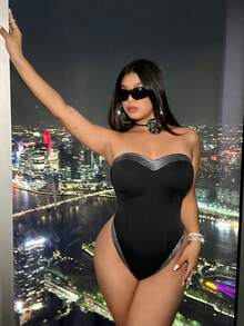 SHEIN ICON 大碼連身衣 - 黑色 - 查看 3