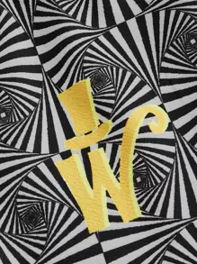 Willy Wonka and the Chocolate Factory X SHEIN Allover Print Button Front Jacket & Pants