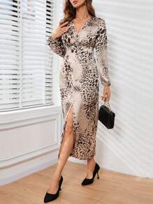 Aveloria Women's Long Sleeve Leopard Print Dress