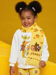 TOM & JERRY X SHEIN 可愛的卡通貓和老鼠可反轉冬季保暖圍巾,適用於兒童 - 彩色 - 查看 1