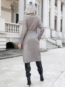 Aveloria Women's Turtleneck Belted Sweater Dress - Khaki - View 2