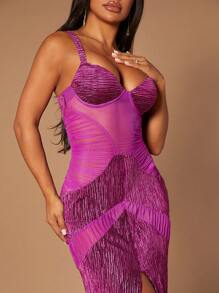 SHEIN SXY Split Thigh Lace Cami Dress