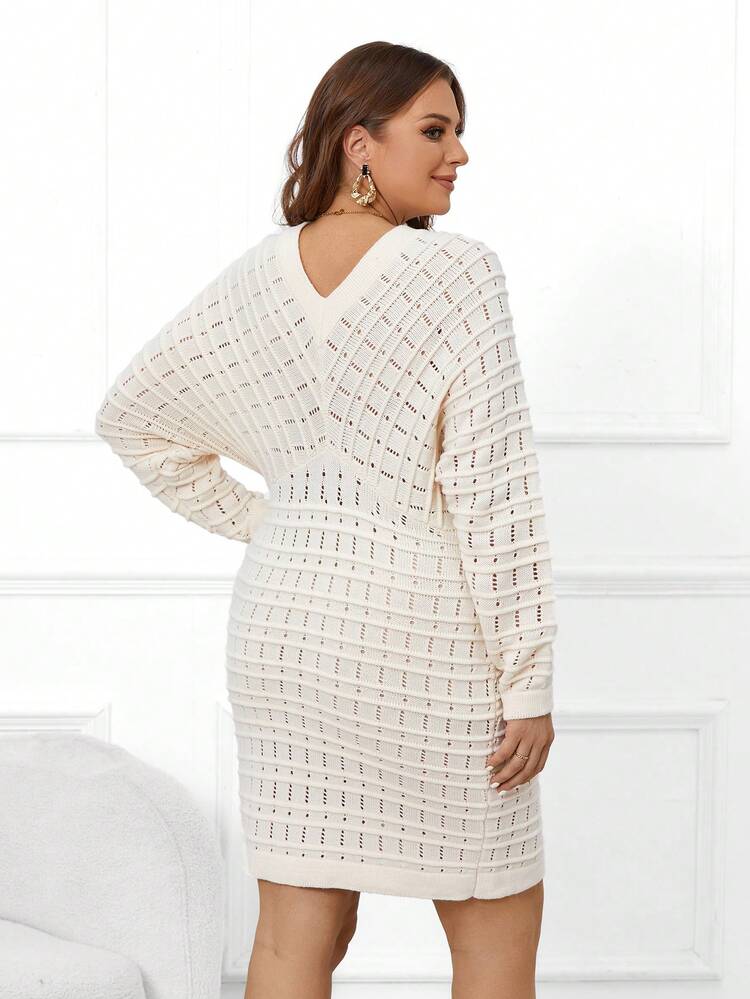 Plus Size Women'S Hollow Knitted Bodycon Dress