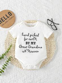 嬰兒男童口號圖形連體衣 - 白色 - 查看 1