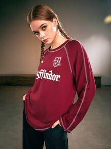 Harry Potter | ROMWE 拉幹袖頂部縫紉t恤