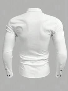 Manfinity VCAY Men's Geometric Pattern Woven Long Sleeve Shirt - White - View 2