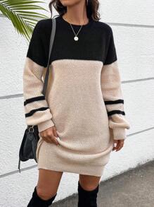 SHEIN Frenchy Của phụ nữ Khối màu Áo len dệt kim Đầm - Nhiều màu - Xem 1