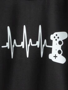 SHEIN Tween Boys Gaming Controller Printed T-shirt - Black - View 4