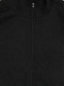 European And American Women's Fashionable, Slim-Fit Top With Zipper, Street Style, And Simple Ribbed-Knit Long-Sleeved Top And Long Pants Set For Autumn And Winter