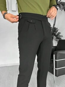 Manfinity Mode Chi tiết D-ring Và Xếp li Thiết kế Quần bó sát - màu đen - Xem 3