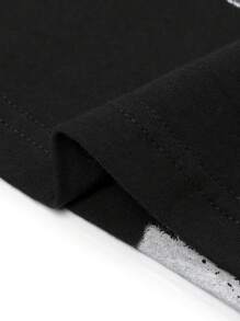 男星鏈圖案數位印花 T 卹 - 黑色 - 查看 3