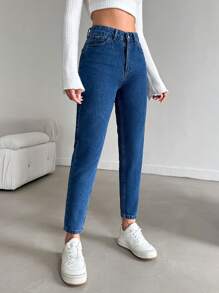 EURMUSE Women'S Tapered Cropped Jeans - Dark Wash - View 5