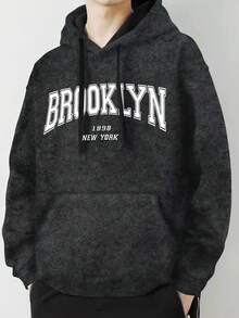 Men's Tie-dye Letter Print Sweatshirt - Black - View 3