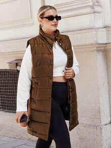 RueChic Không tay Kích thước lớn Đôi ngực áo - màu nâu - Xem 3