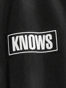 Manfinity VCAY Oversized Men's Letter Patched Striped Trim Colorblocked Varsity Jacket Without Hoodie, For Fall Winter - Multicolor - View 3