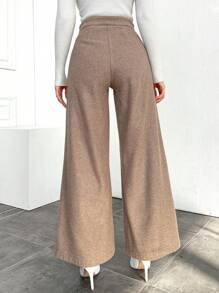 EURMUSE High Waist Wide Leg Pants - Beige - View 2