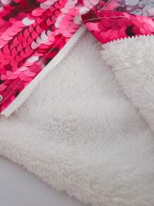 SHEIN Girls' Zipper Front Plush Hat Jacket, Quilted - Multicolor - View 6