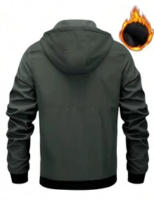 Manfinity LEGND Loose-Fit Men's Black Hooded Casual Jacket - Army Green - View 3