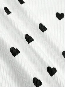 SHEIN 女小童3入組愛心圖案木耳邊小高領T恤 - 玫紅色 - 查看 4