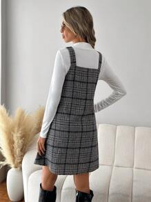 SHEIN LUNE Plaid Print Dress Without T-shirt - Multicolor - View 2