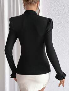 SHEIN Privé Của phụ nữ Pha lê Nghệ Embellished Áo thun - màu đen - Xem 2