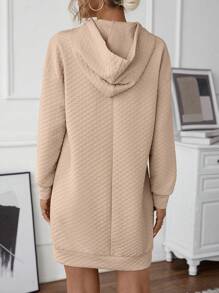 SHEIN LUNE Chất rắn Dây rút Đàm áo cánh có mũ - Màu be - Xem 2