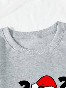 SHEIN EZwear 大尺碼聖誕圖案圓領運動衫 - 灰色 - 查看 7