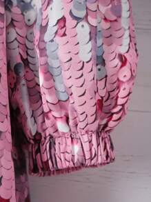 SHEIN Girls' Zipper Front Plush Hat Jacket, Quilted - Multicolor - View 4