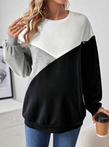 SHEIN Maternity Color Block Nursing Sweatshirt With Long Sleeve - Grey - View 1