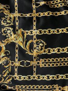 Slaydiva 女士加肥鏈印花連身褲,大圓領設計 - 黑色 - 查看 4